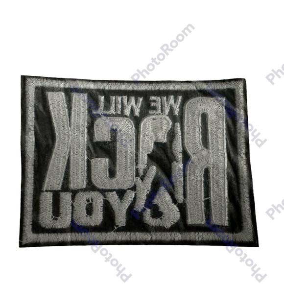 We Will Rock You embroidered patch rectangle iron on sew on 2x3” DIY crafts hats - Picture 2 of 2